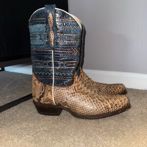 Roper Blue and Brown Snakeskin Boots